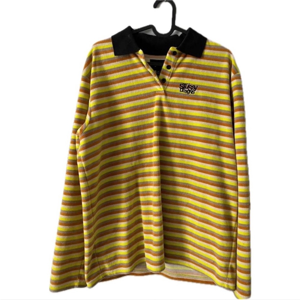 DEADSTOCK Stussy Design Womens Velour Stripe Polo